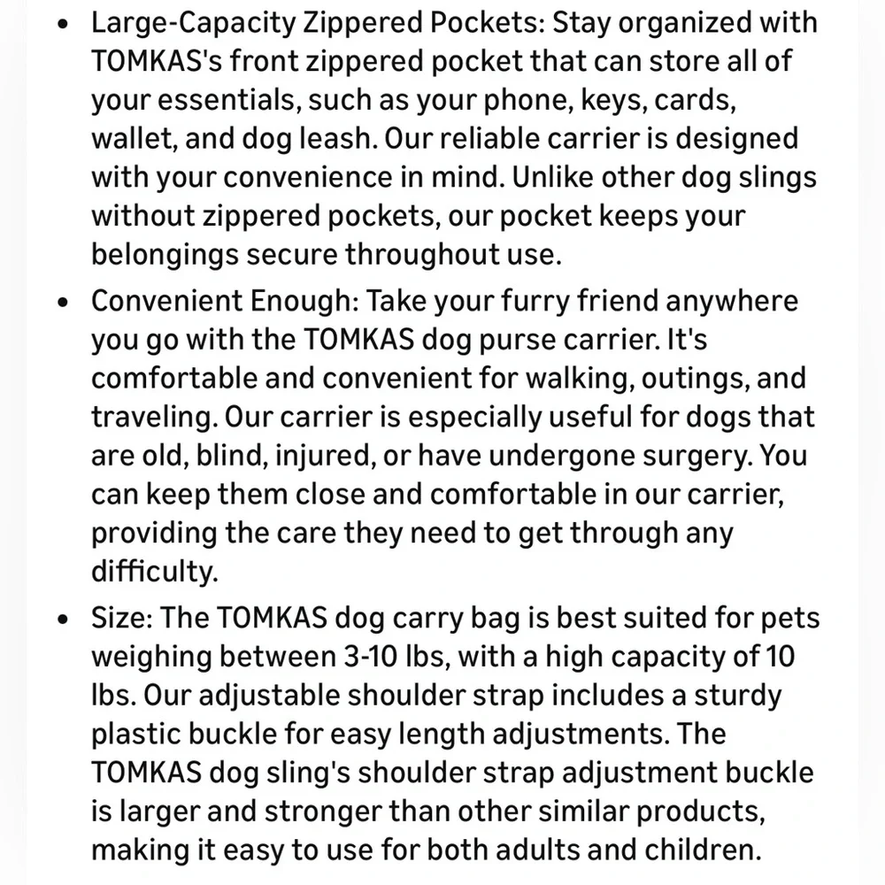 Tomkas Black Pet Sling Carrier